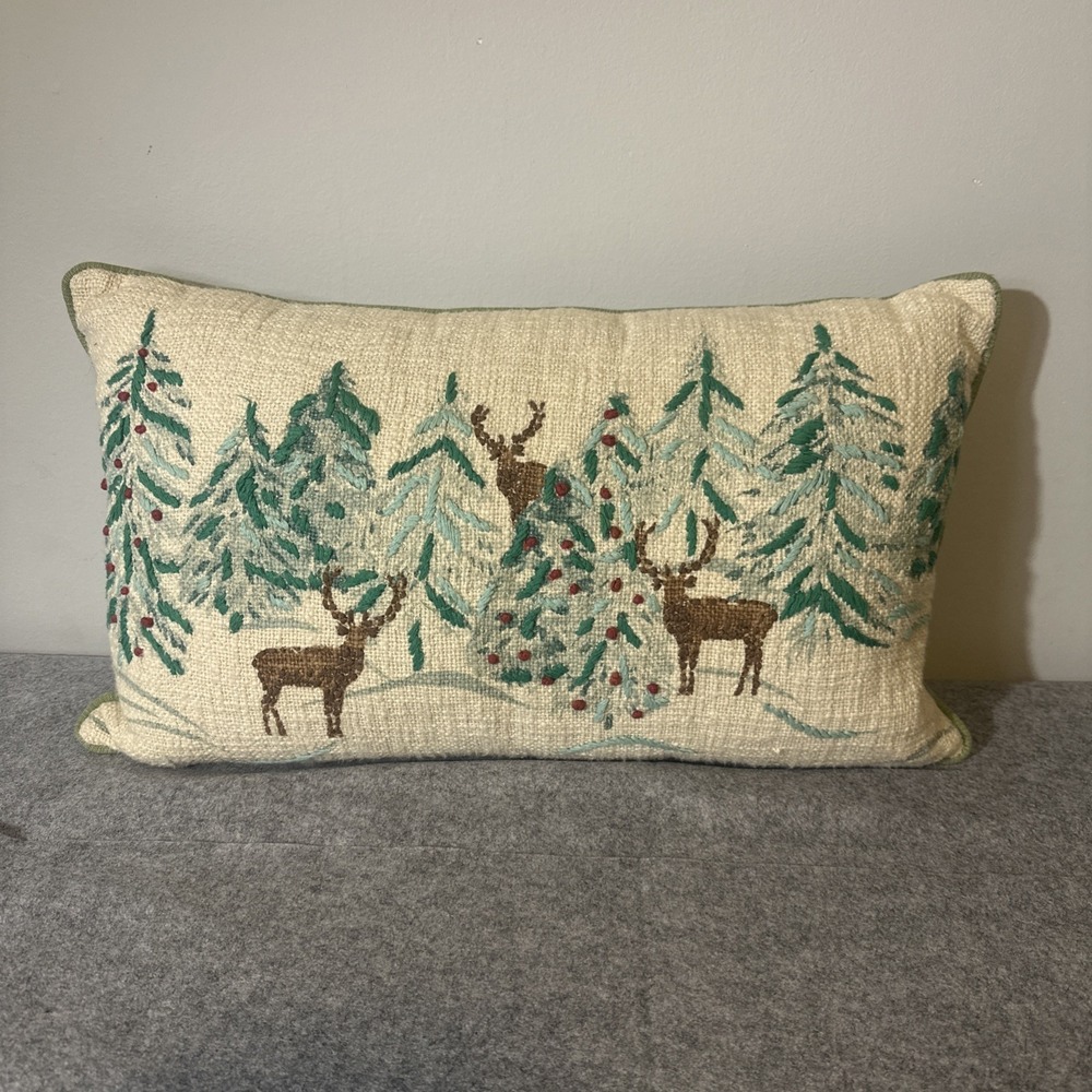 EnVogue Forest Deer Throw Pillow Rectangle Rustic Farmhouse Holiday‎